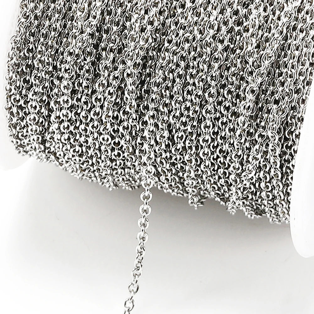 MINGXUAN Stainless Steel O Shape Link Chain — 10M Roll for DIY Jewelry Making