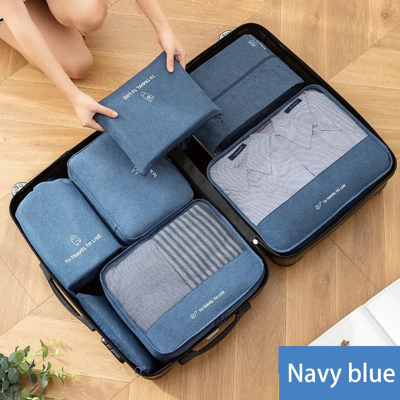 7-Piece Travel Organizer Set — Suitcase Storage Bags for Clothes and Accessories