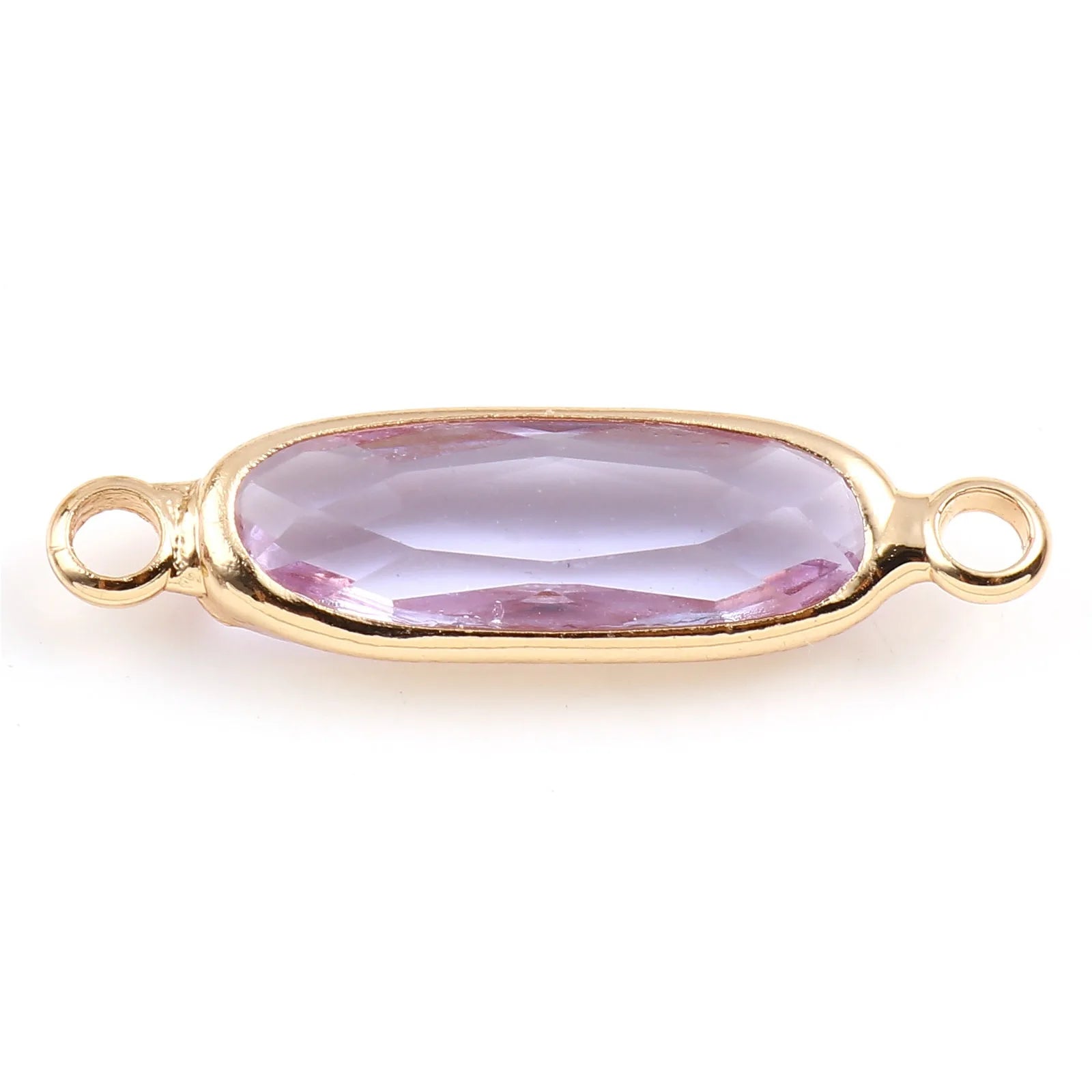 DoreenBeads Oval Glass Connectors — Gold Color Jewelry Findings for DIY Necklaces