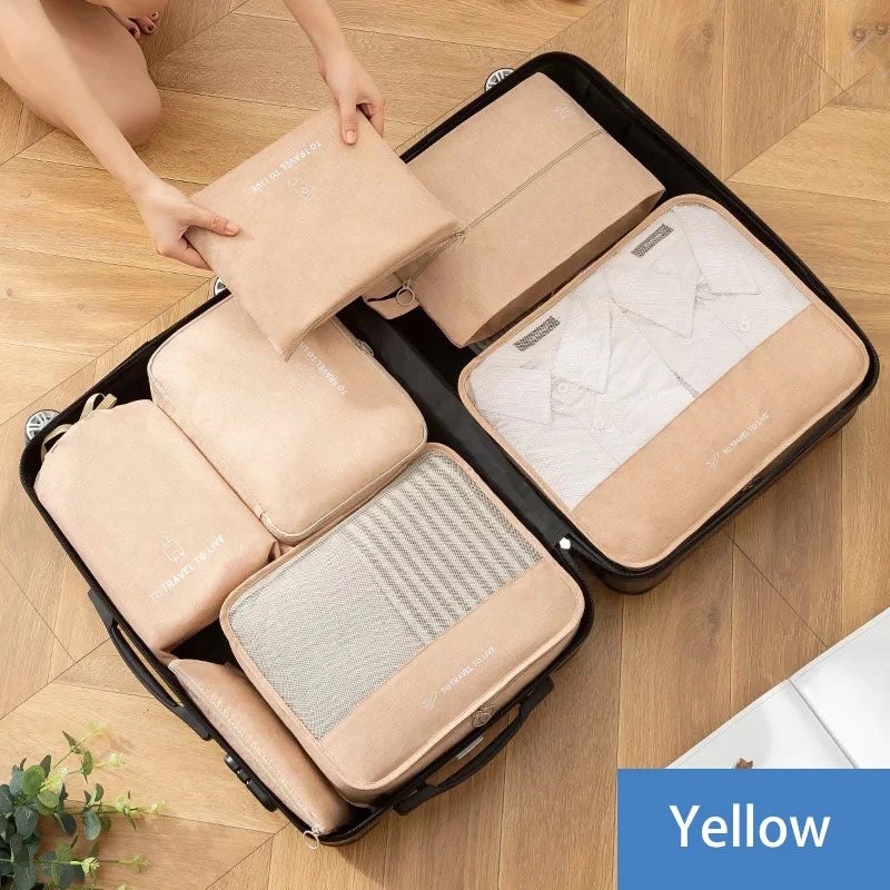 7-Piece Travel Organizer Set — Suitcase Storage Bags for Clothes and Accessories