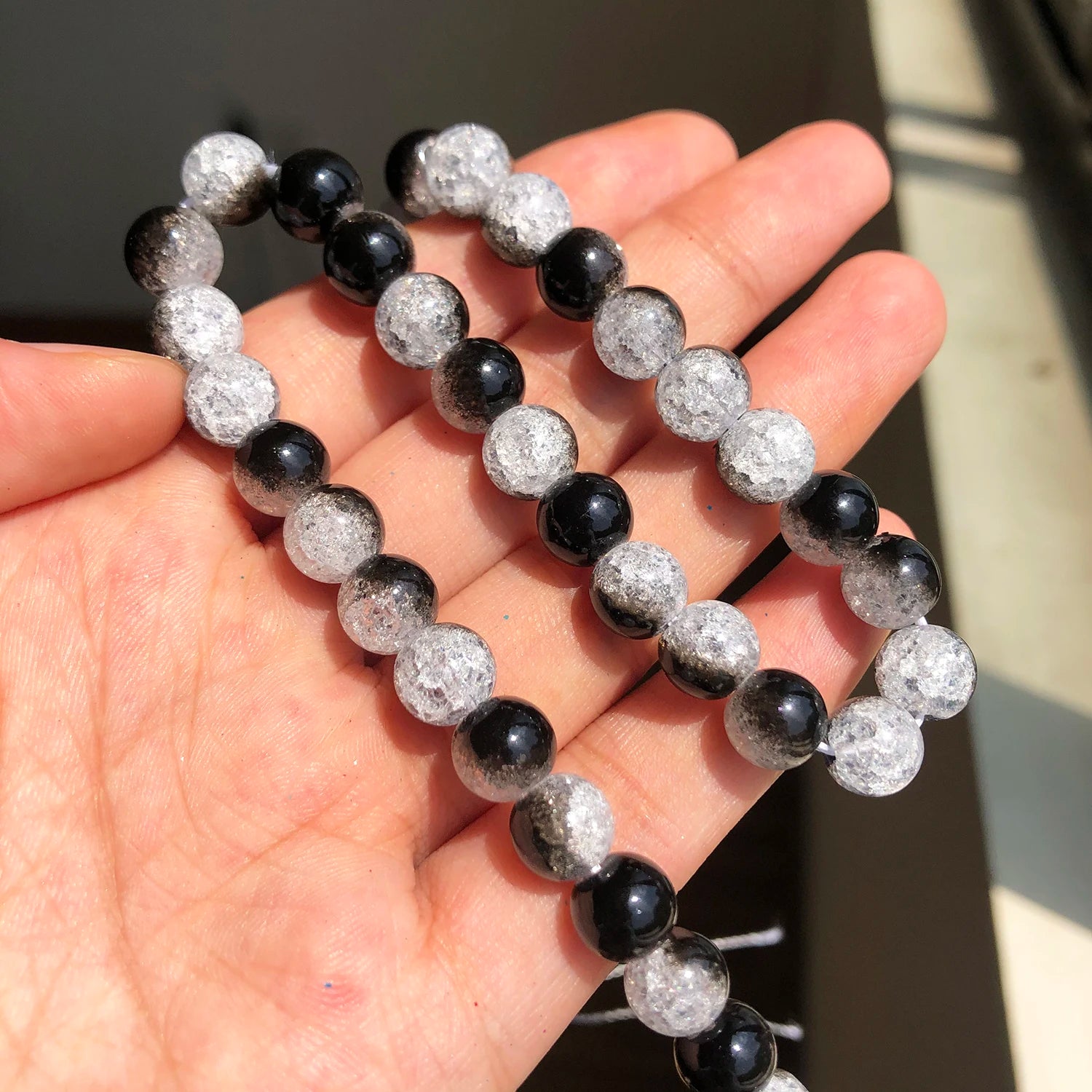 White Cracked Crystal Beads — Round Loose Spacer Beads for DIY Jewelry