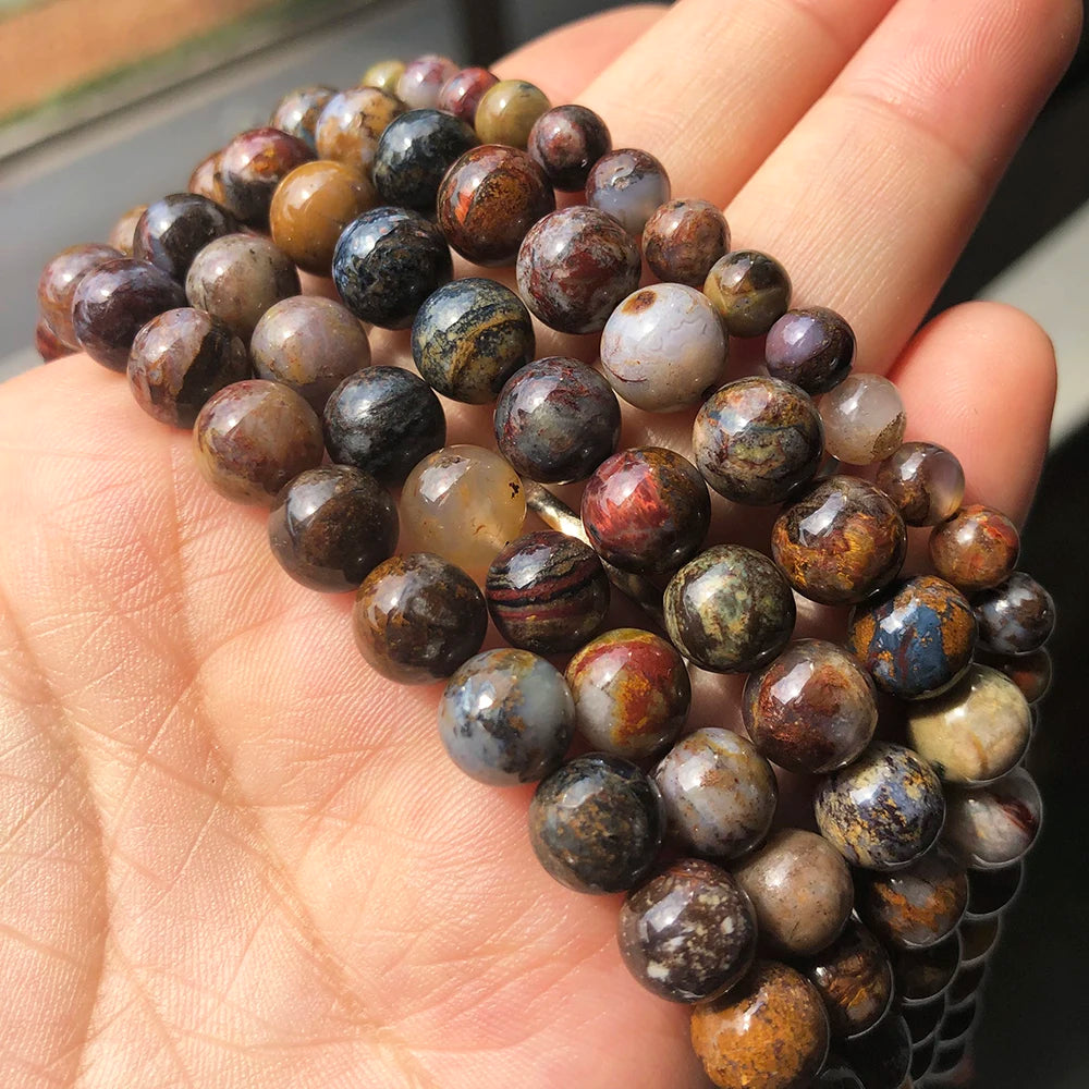 Natural Pietersite Jasper Beads — Brown Stone Rondelle for Jewelry Making