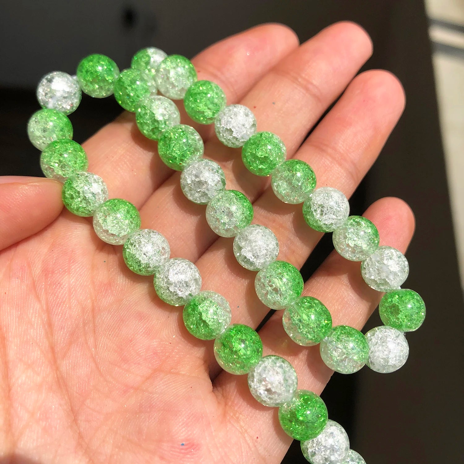White Cracked Crystal Beads — Round Loose Spacer Beads for DIY Jewelry