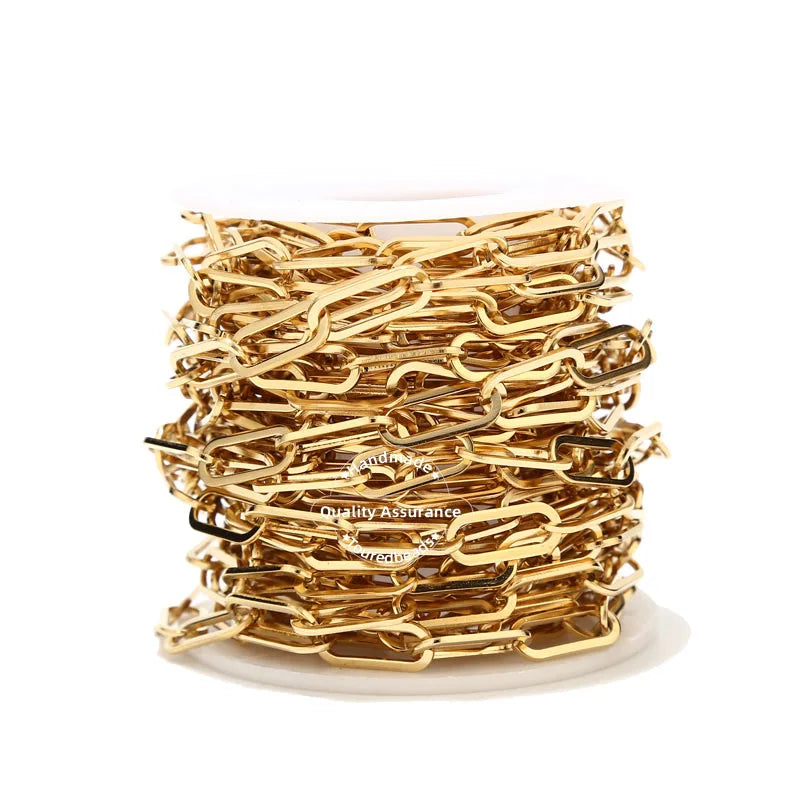 Stainless Steel Paperclip Chain — 6.5mm Flat Oval Cable for Jewelry Making
