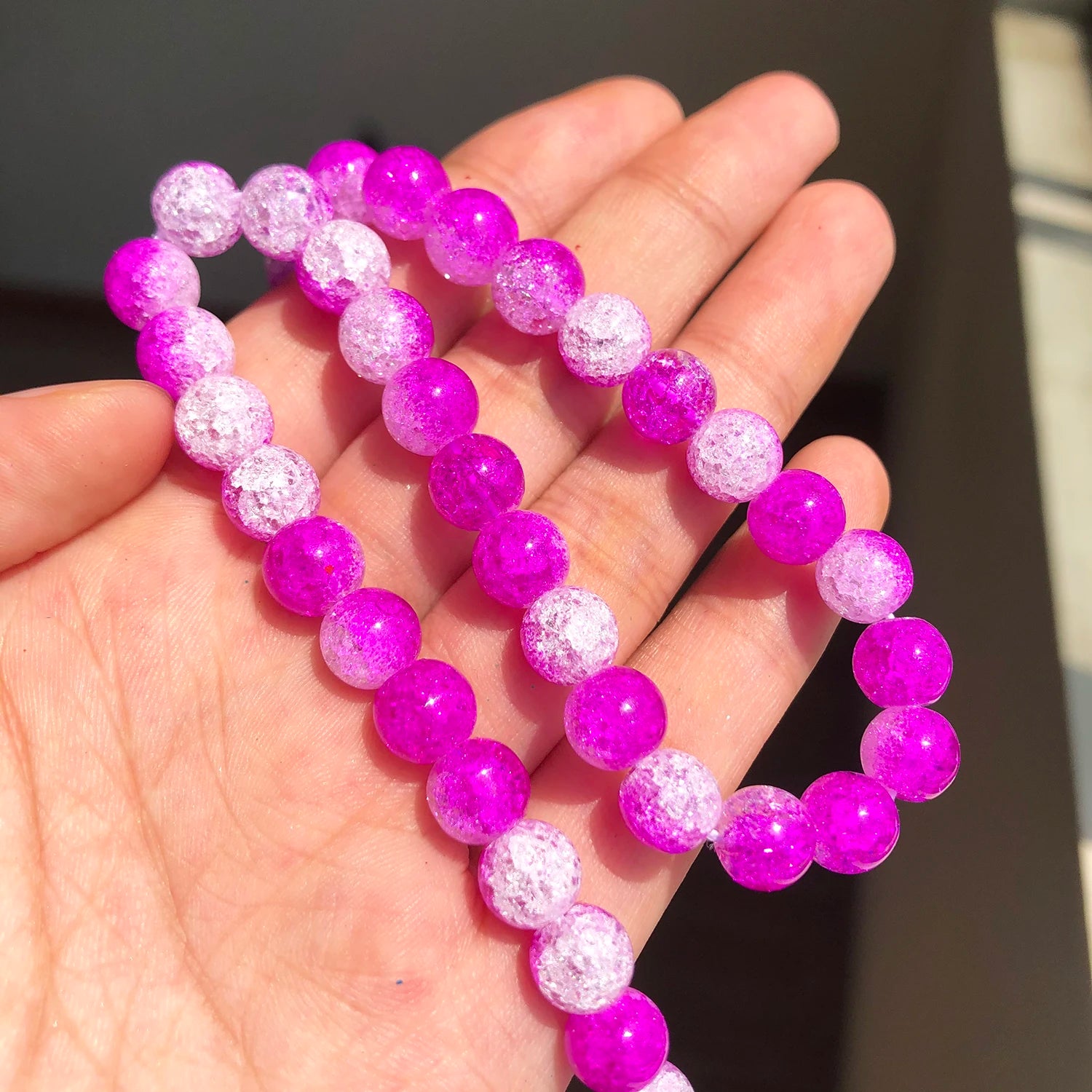 White Cracked Crystal Beads — Round Loose Spacer Beads for DIY Jewelry