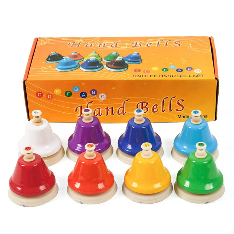 Monster Carnival 8-Note Hand Bell Set — Rainbow Percussion Musical Toy