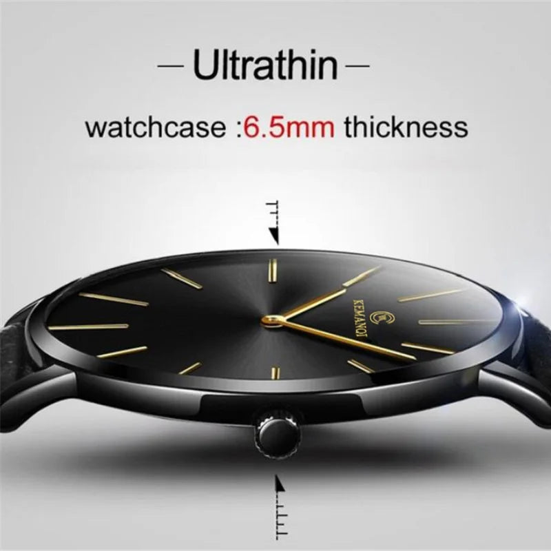 JBAILI Luxury Business Men's Watch — Ultra Thin Gold Quartz Wristwatch