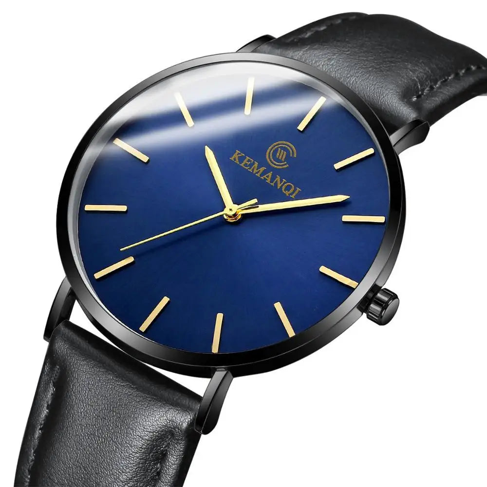 JBAILI Luxury Business Men's Watch — Ultra Thin Gold Quartz Wristwatch