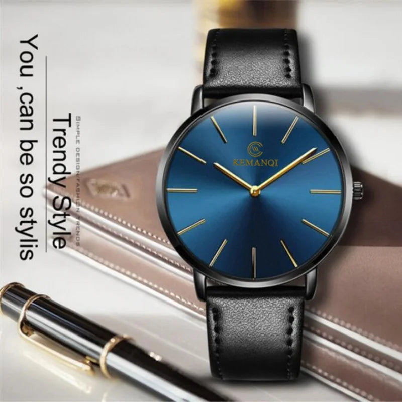 JBAILI Luxury Business Men's Watch — Ultra Thin Gold Quartz Wristwatch