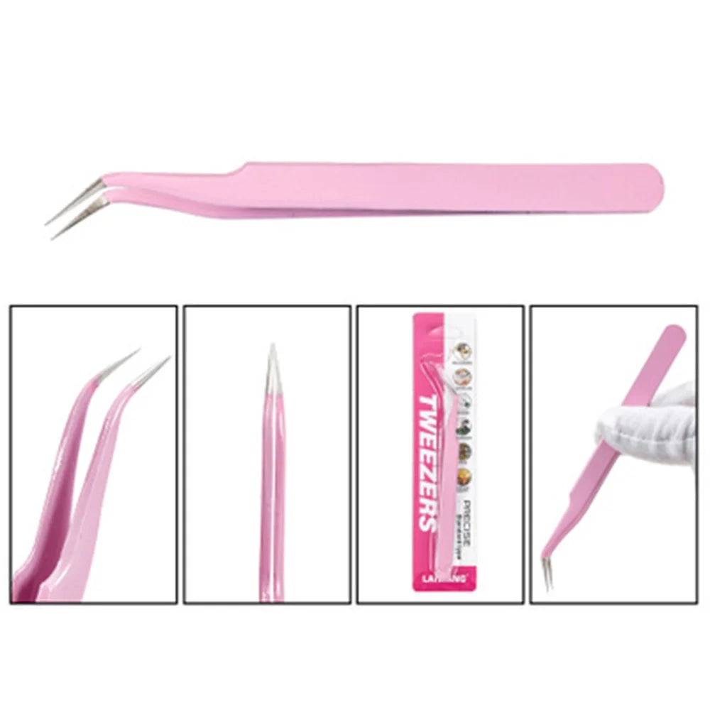 Stainless Steel Eyelash Extension Tweezers — Curved and Straight Lash Tools