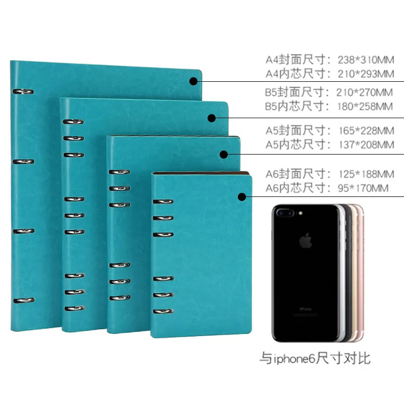 Coliky Loose-Leaf Leather Notebook — Detachable Binder for Office & School