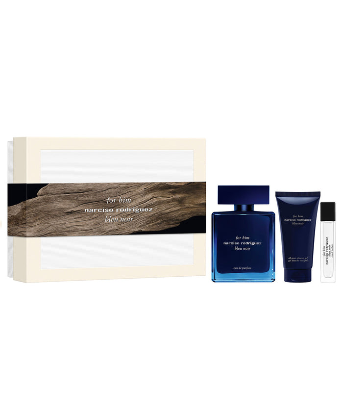 For Him Bleu Noir 3 pcs Set: 3.3 Eau de Parfum Spray + 0.33 Eau de Parfum Spray + 1.6 Body Lotion by Narciso Rodriguez for Men