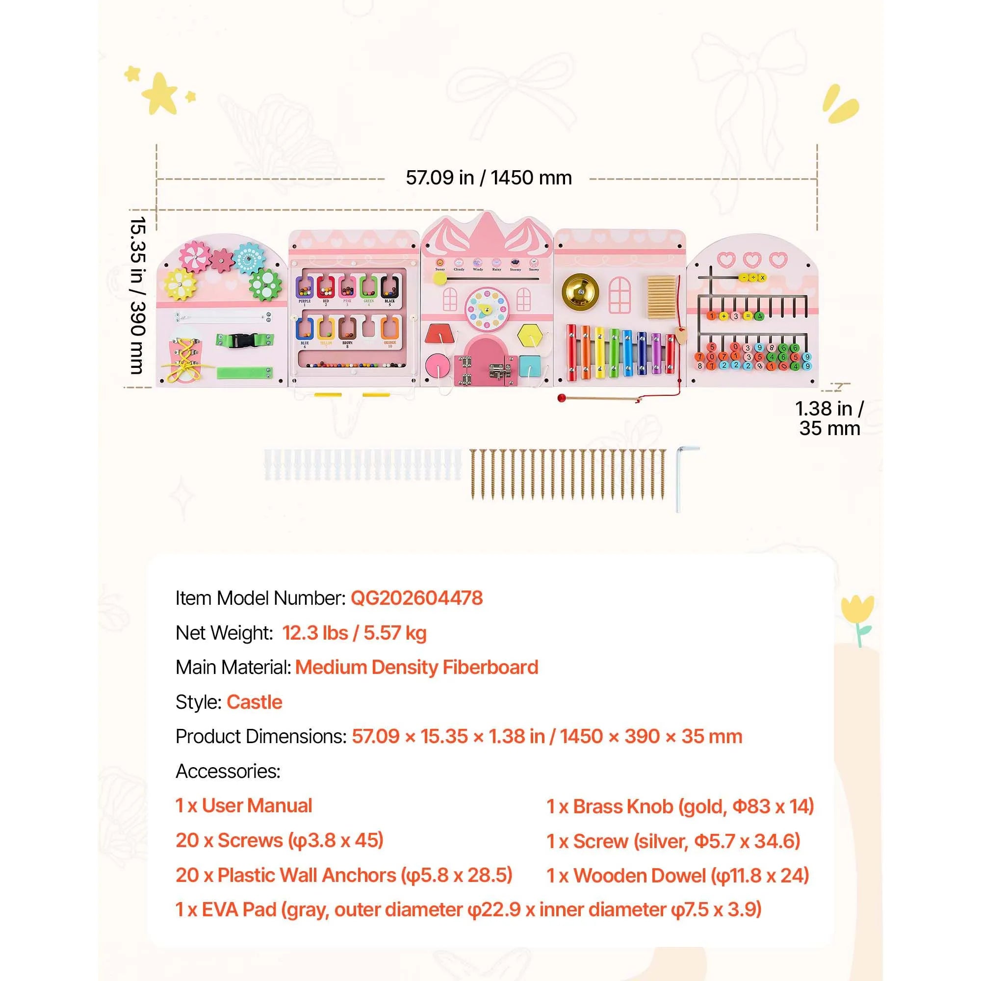 SucceBuy Kids Activity Wall Busy Board — Montessori Sensory Learning Panels