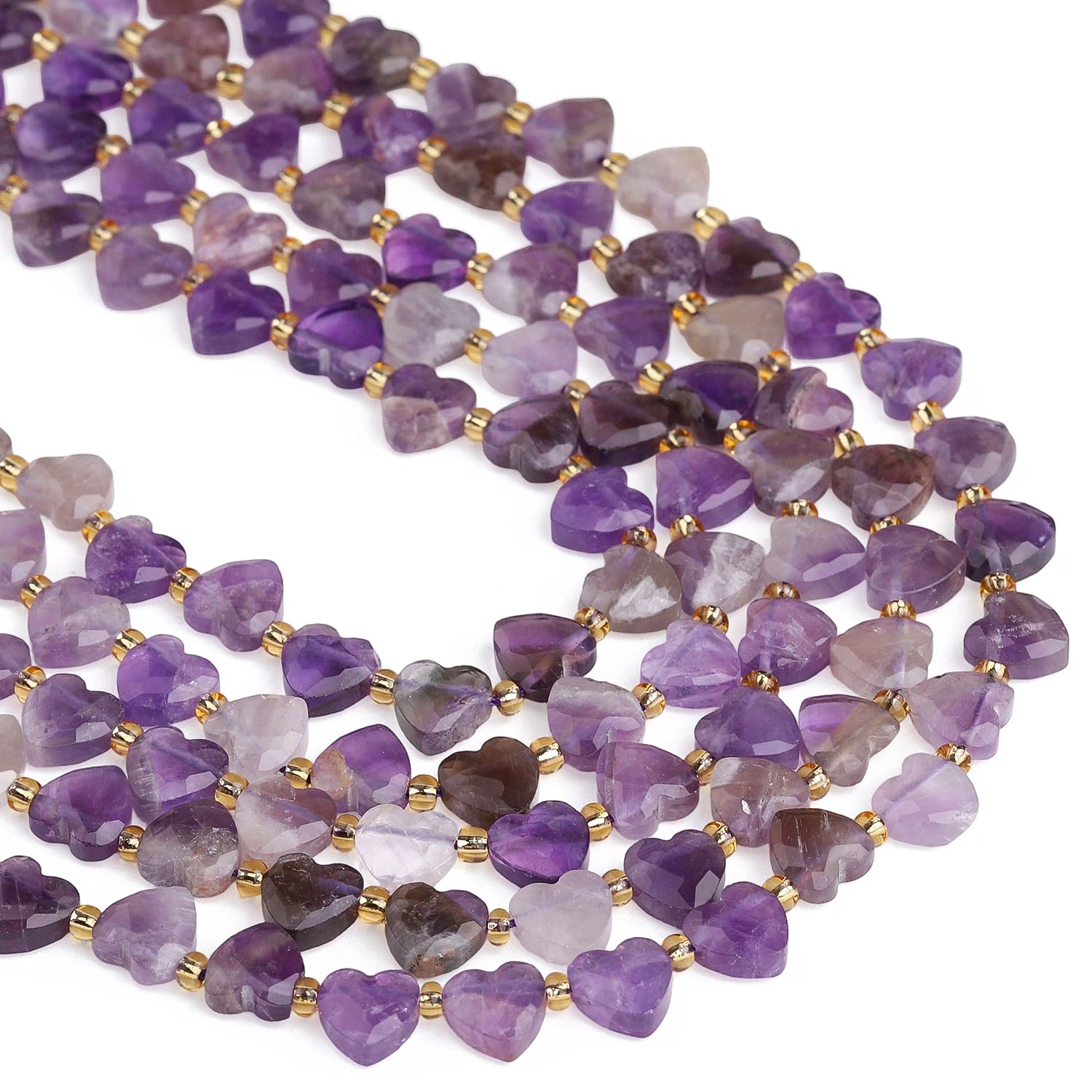 Natural Faceted Heart Stone Beads — DIY Jewelry Making Supplies, 8mm