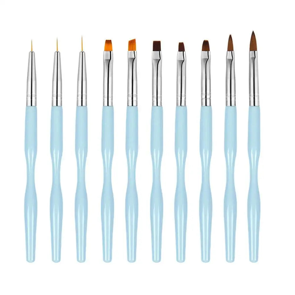 10-Piece Nail Art Brush Set — Precision Tools for Gel Polish and Detailing