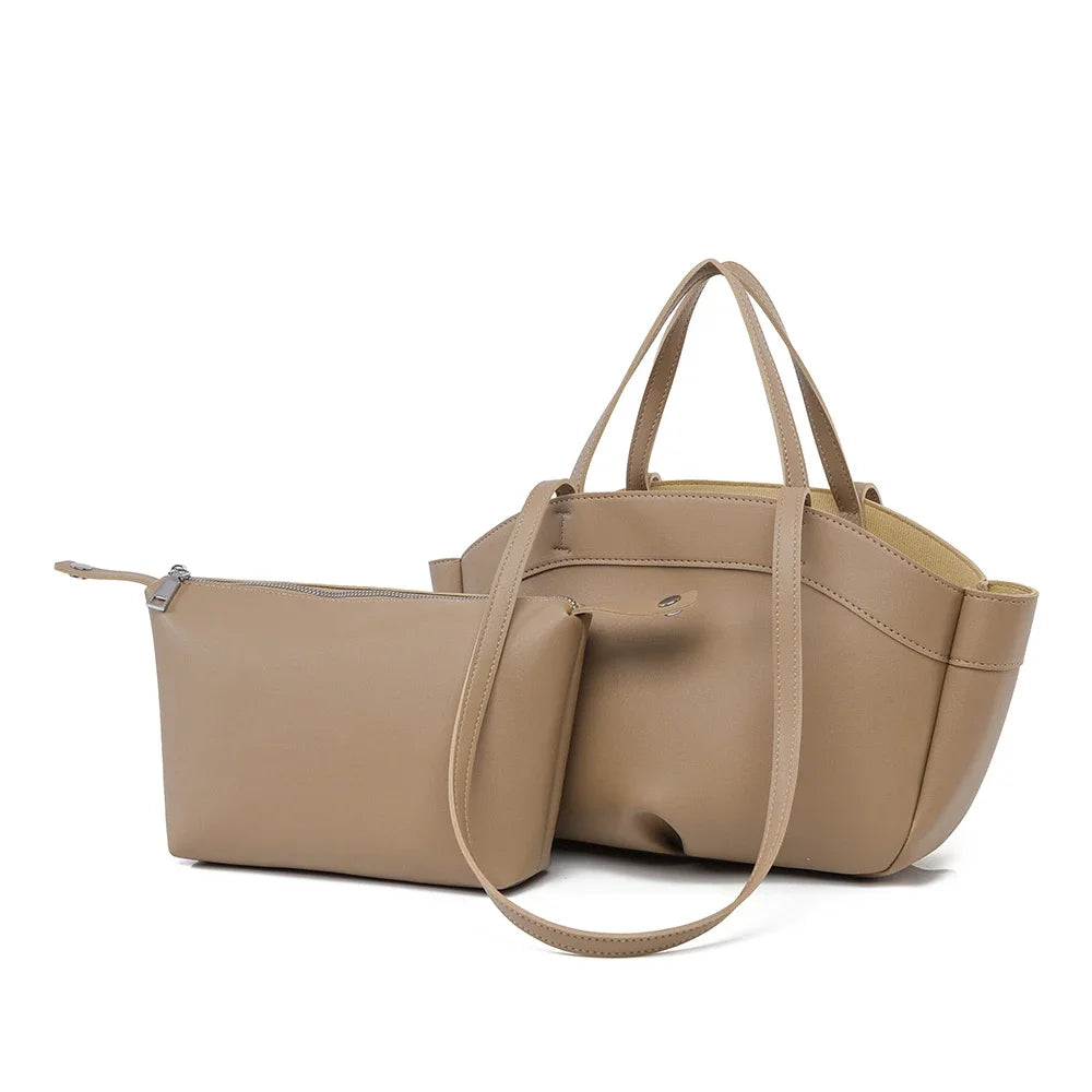 Structured Boat-Shaped Tote Bag — Elegant Handbag with Dual Carry Styles