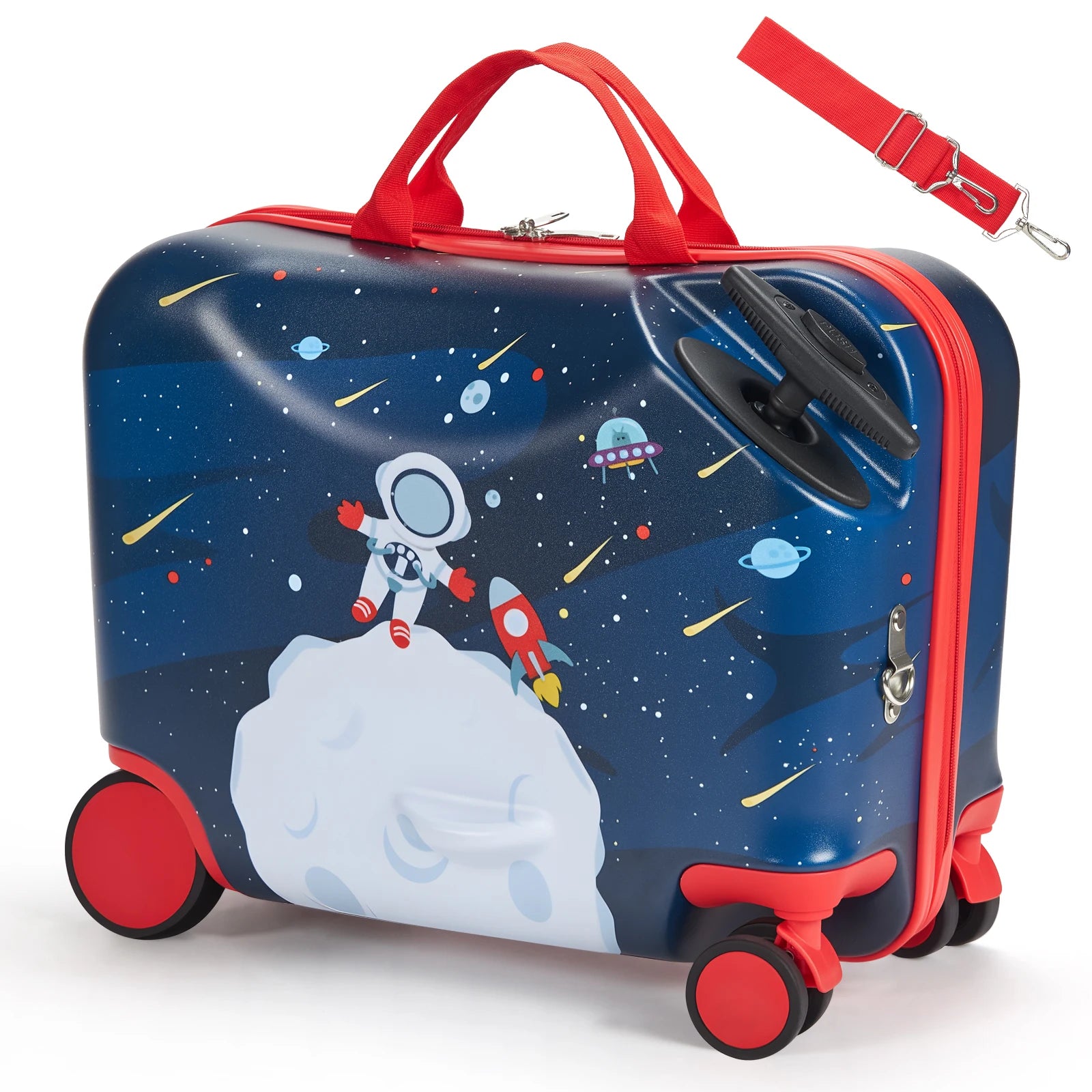 SucceBuy Ride-On Kids Luggage — 26L Carry-On Suitcase with Wheels