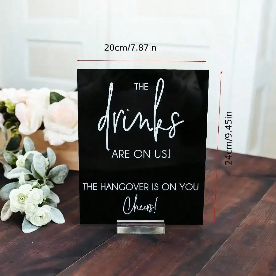 Acrylic Wedding Bar Sign — Elegant Tabletop Decor with Stand