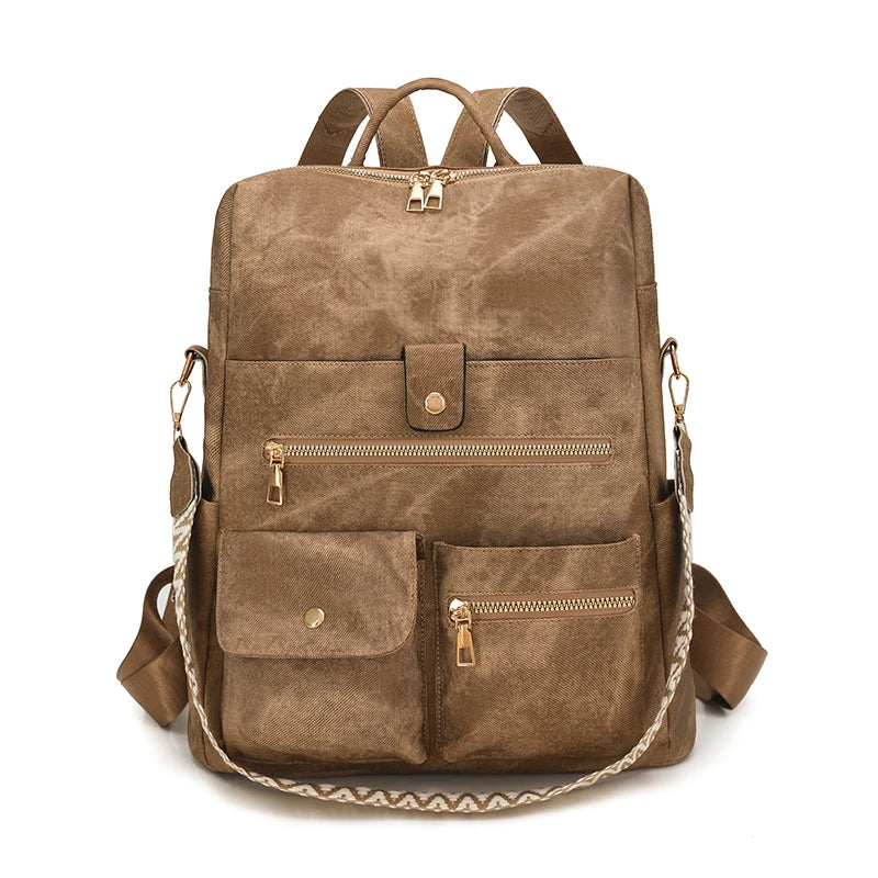 Biutefo Women's PU Leather Backpack — Lightweight Fashion Daypack for Travel