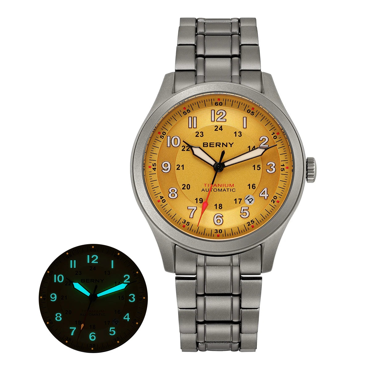 BERNY Titanium Automatic Field Watch — Super Luminous Outdoor Sports Watch