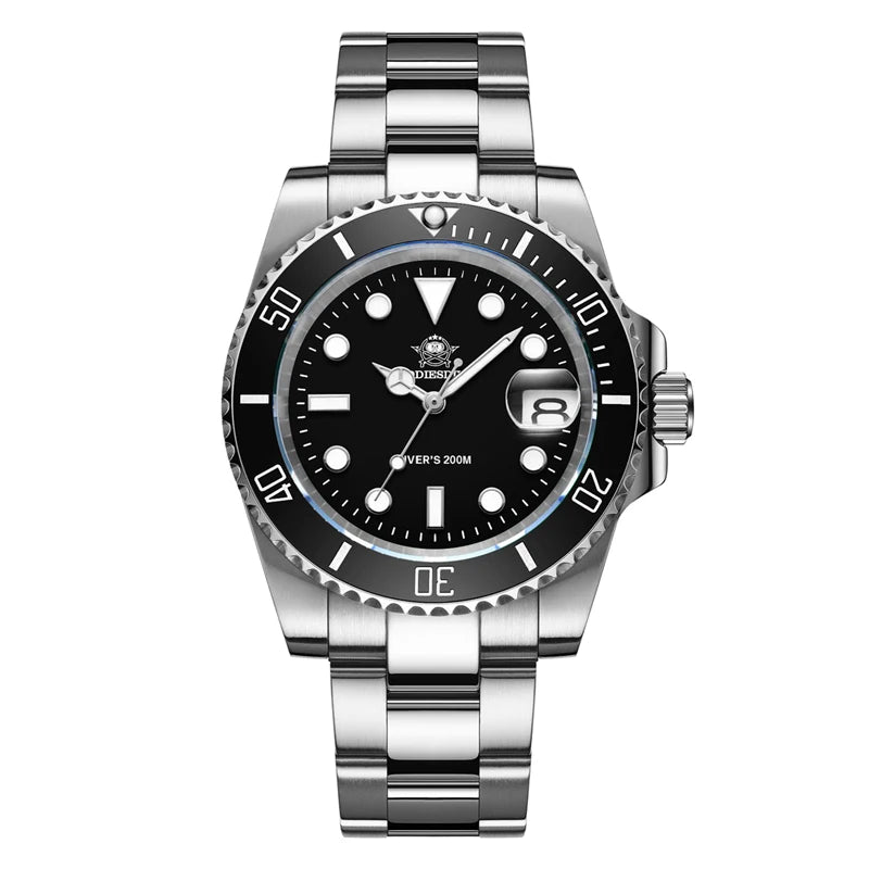ADDIESDIVE Classic Men's Diving Watch — 200m Waterproof Stainless Steel