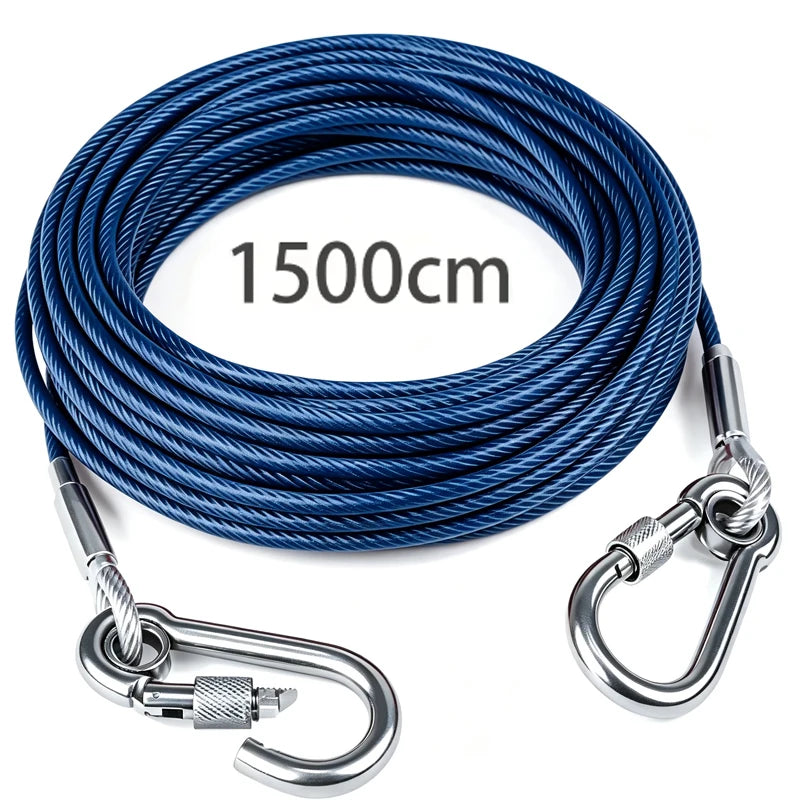 Heavy-Duty Stainless Steel Dog Tie-Out Cable — Reflective Outdoor Leash