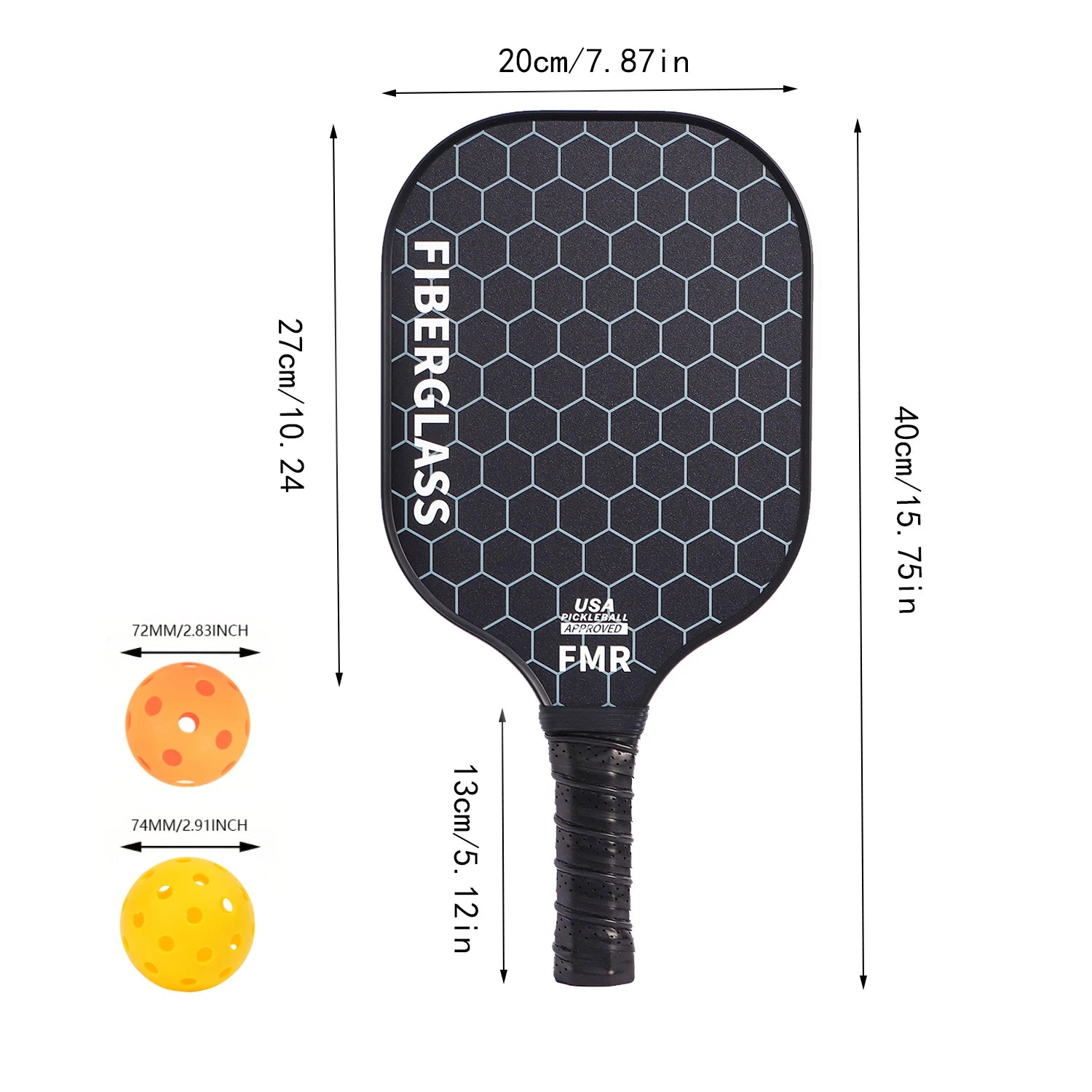 GojoyLiu Pickleball Paddle Set — Durable Fiberglass Rackets with 4 Balls