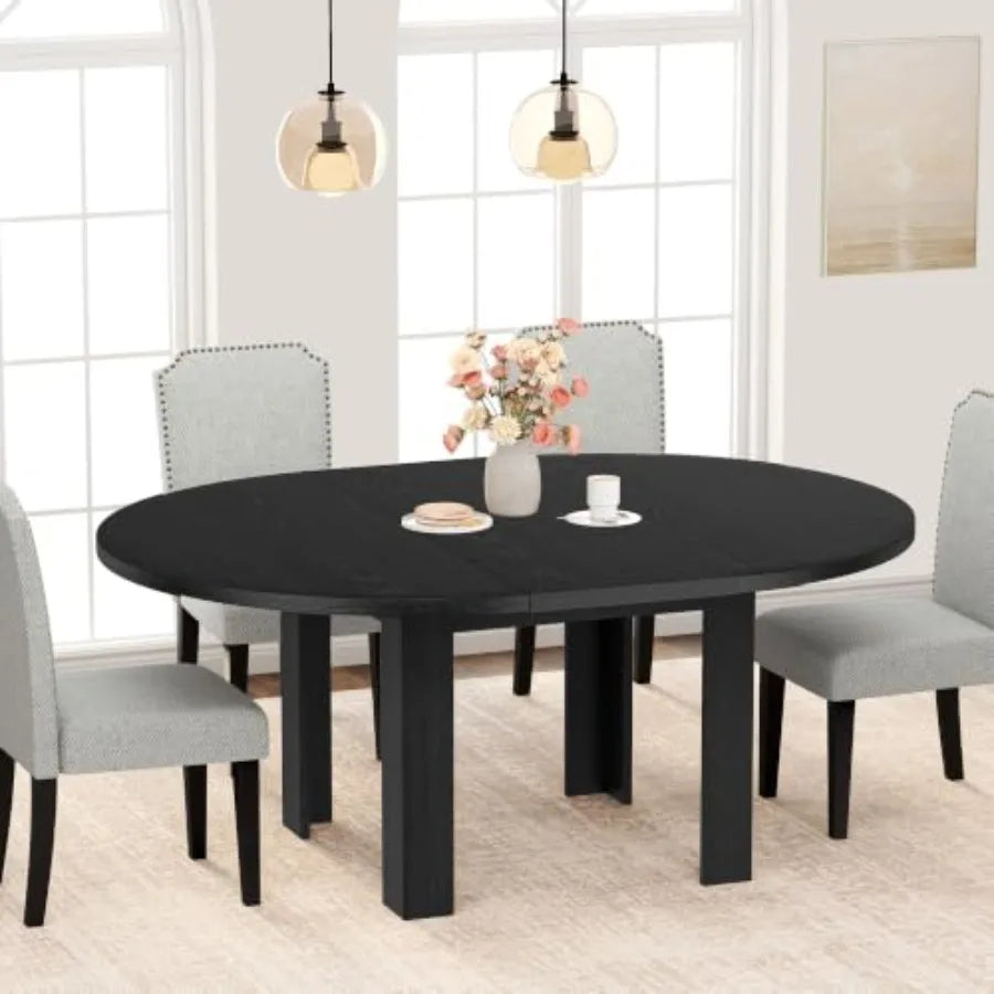 Extendable Round Dining Table — Modern Space-Saving Design for 4-6 People