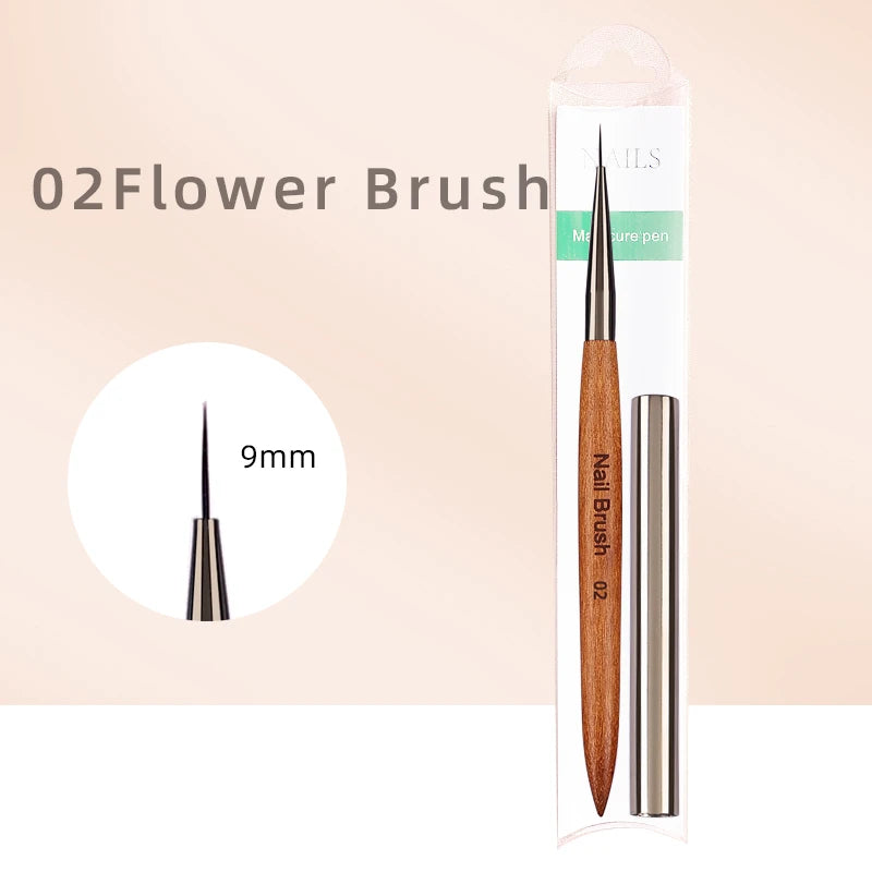 Professional Nail Art Brush Set — Sandalwood Handle Manicure Tools