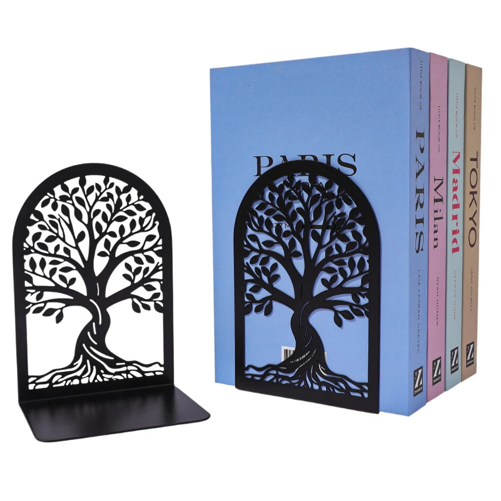 Tree of Life Metal Bookends — Decorative Desk Organizer for Office and Library