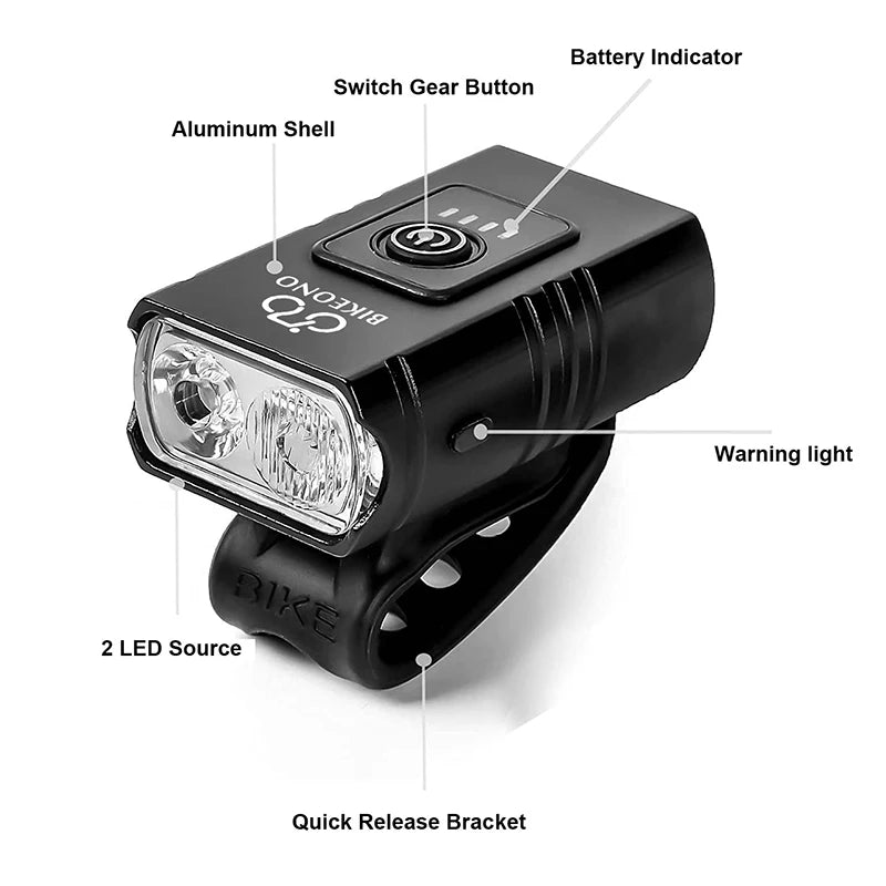 BIKEONO USB Rechargeable LED Bike Light — High Performance MTB Headlight