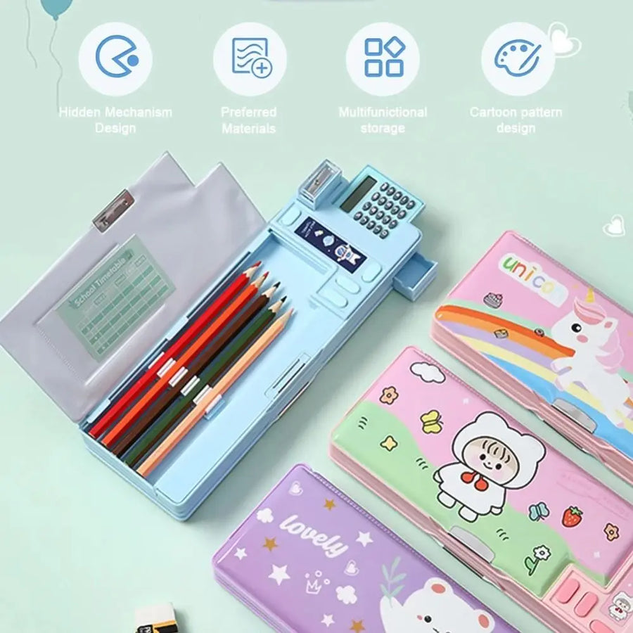 Double Layer Multi-Function Pencil Case — Large Capacity Stationery Box