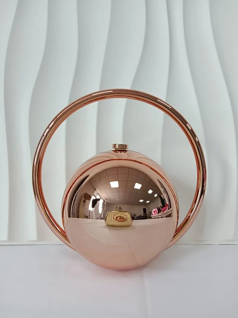miflame Elegant Spherical Evening Clutch — Marble Texture Handbag with Electroplated Handle