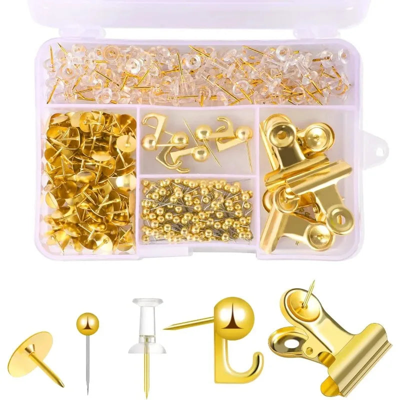 LZN 310-Piece Office Stationery Set — Decorative Push Pins & Binder Clips