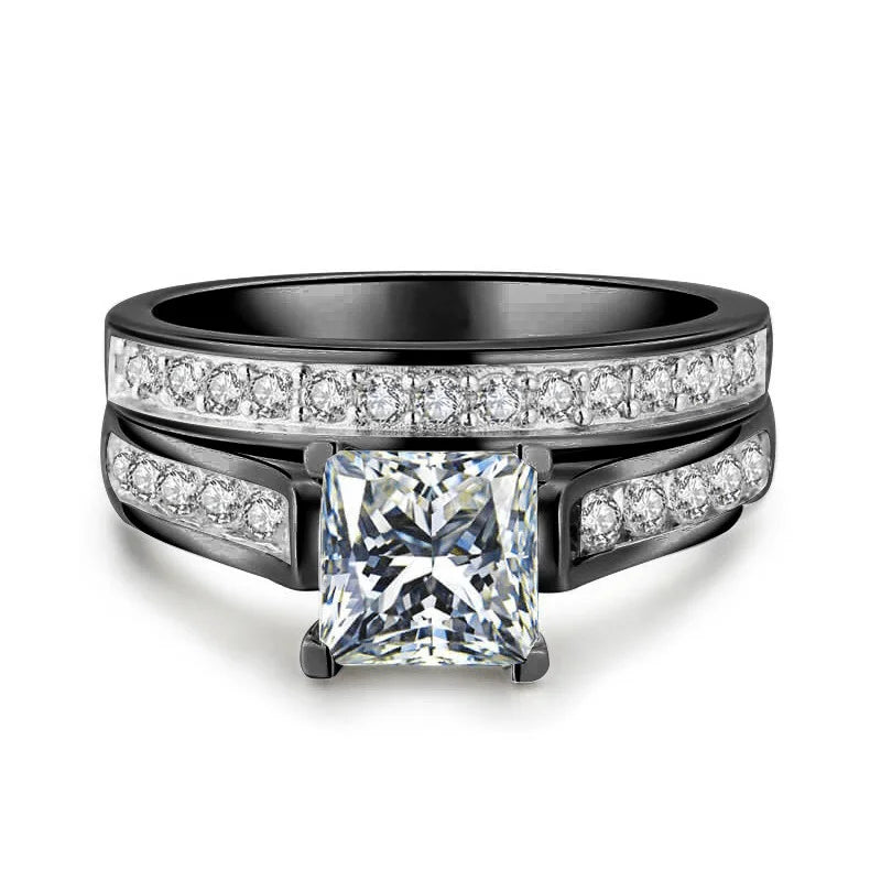 Stainless Steel Couple Ring Set — Matching Wedding and Engagement Bands