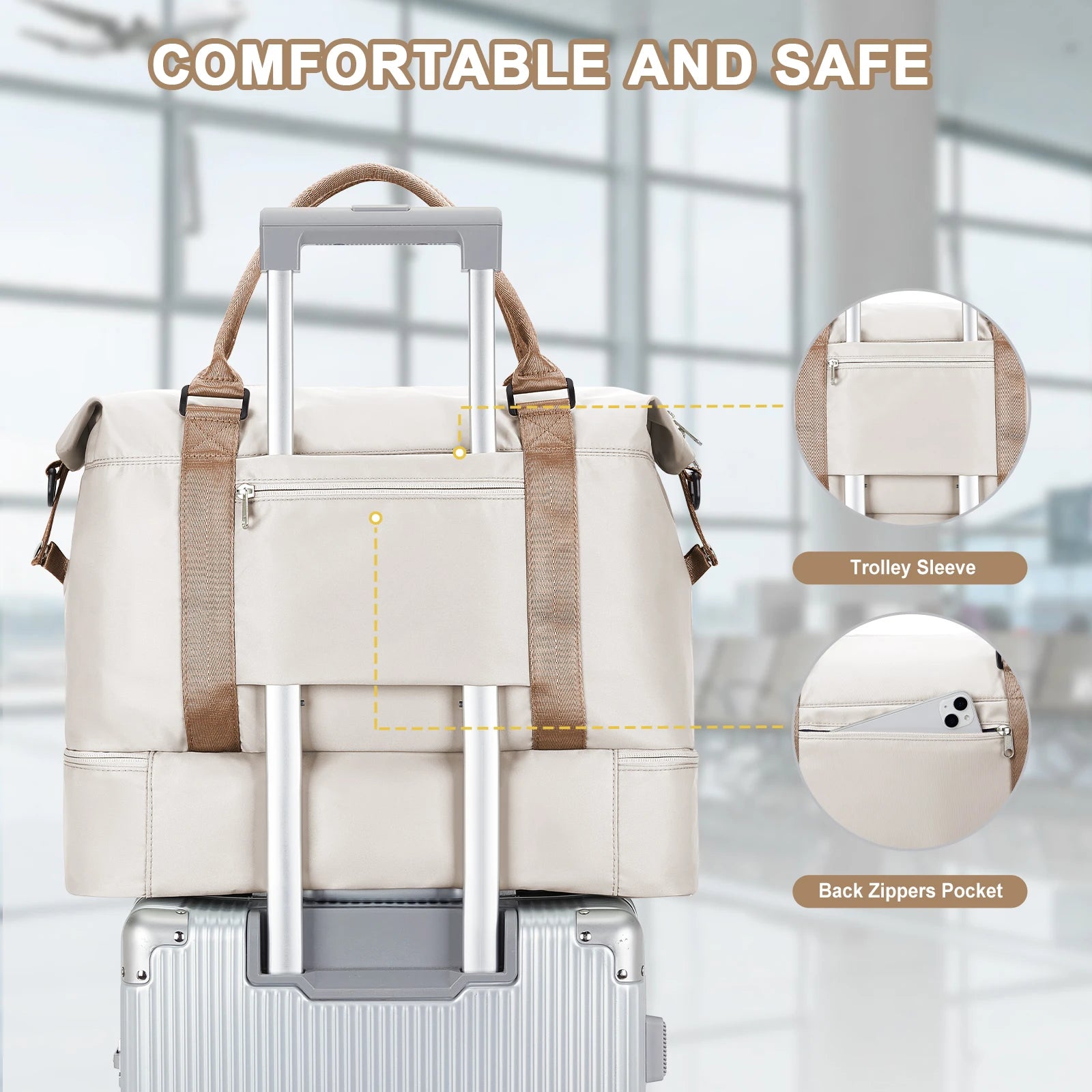 Fewchor Travel Duffel Bag — Expandable Gym Tote with Wet Pocket