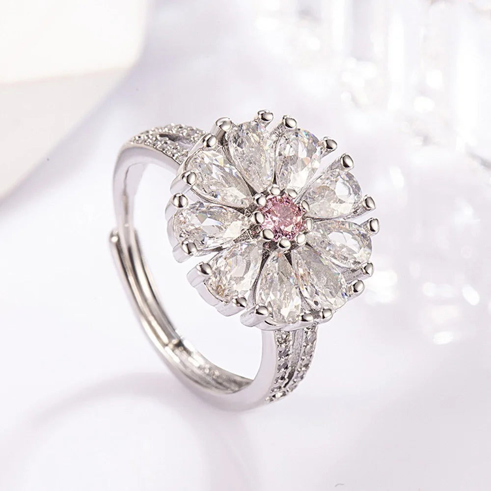 925 Sterling Silver Sunflower Zircon Jewelry Set — Elegant Wedding Gift