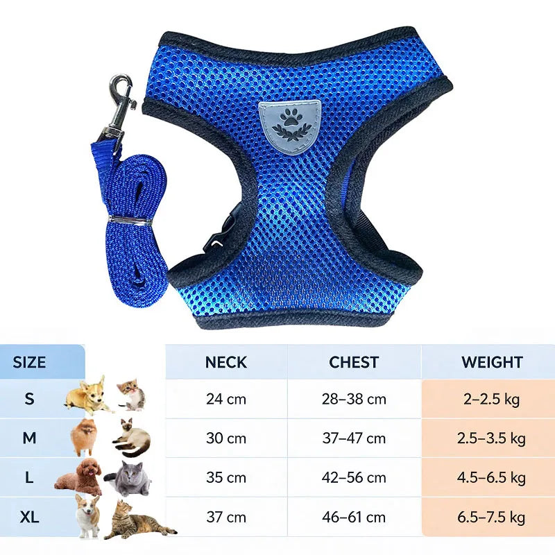 Anti-Escape Cat Harness and Leash Set — Reflective Pet Vest with Quick Release