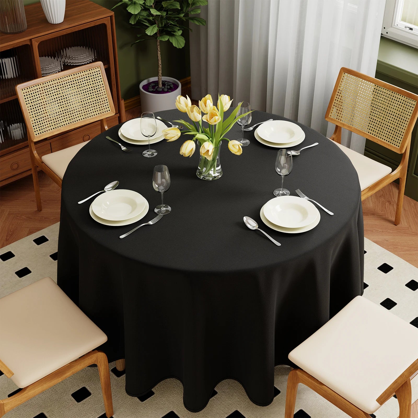Hptmus Round Tablecloth — Elegant Solid Color Cover for Weddings & Parties