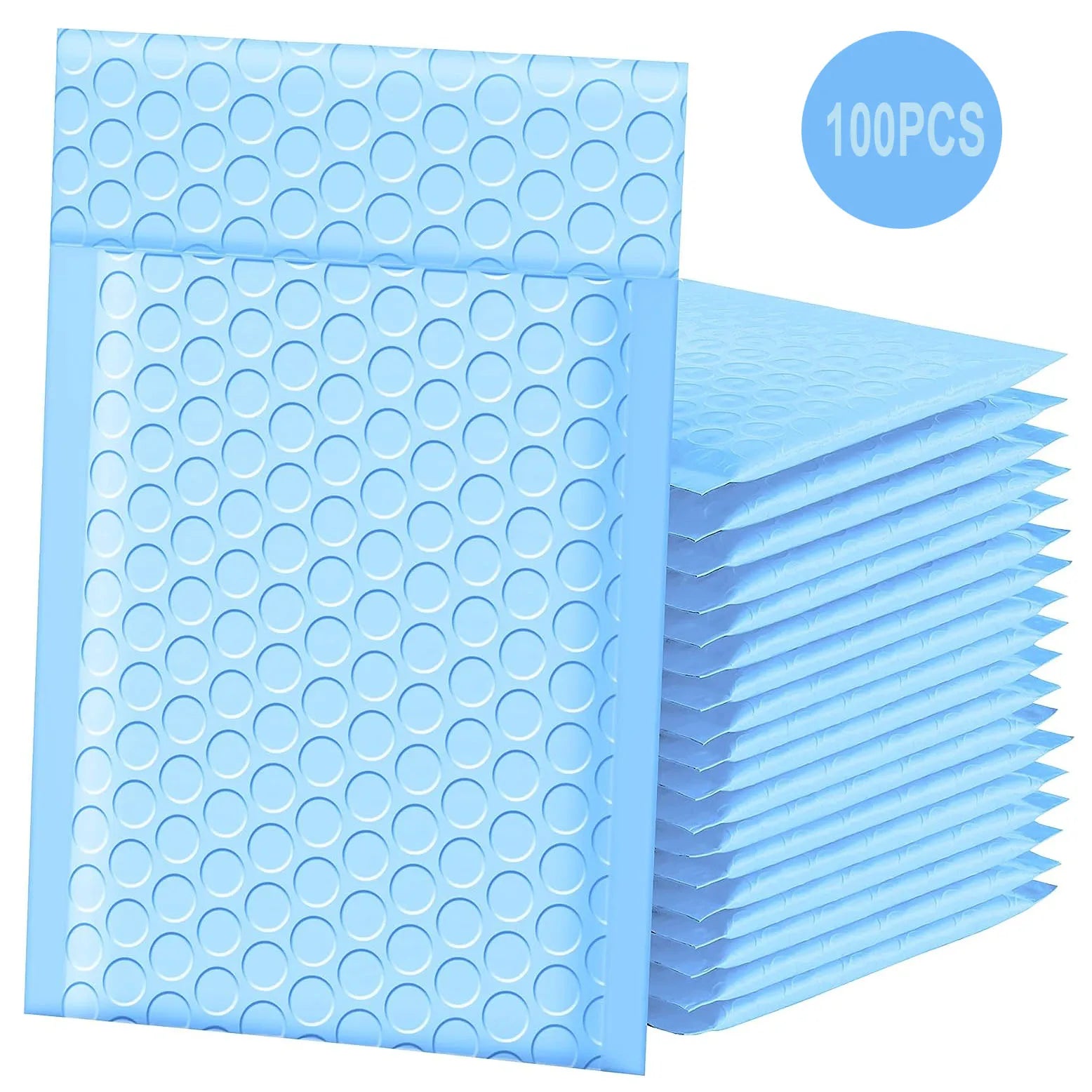 Blue Poly Bubble Mailers — Waterproof Padded Shipping Envelopes, 100 Pack