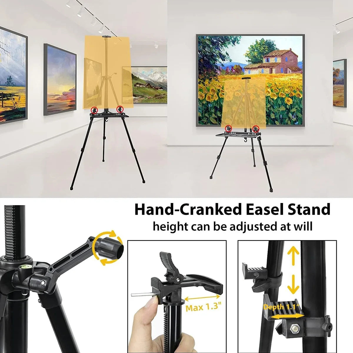 Adjustable Aluminum Art Easel — Portable Folding Stand for Painting
