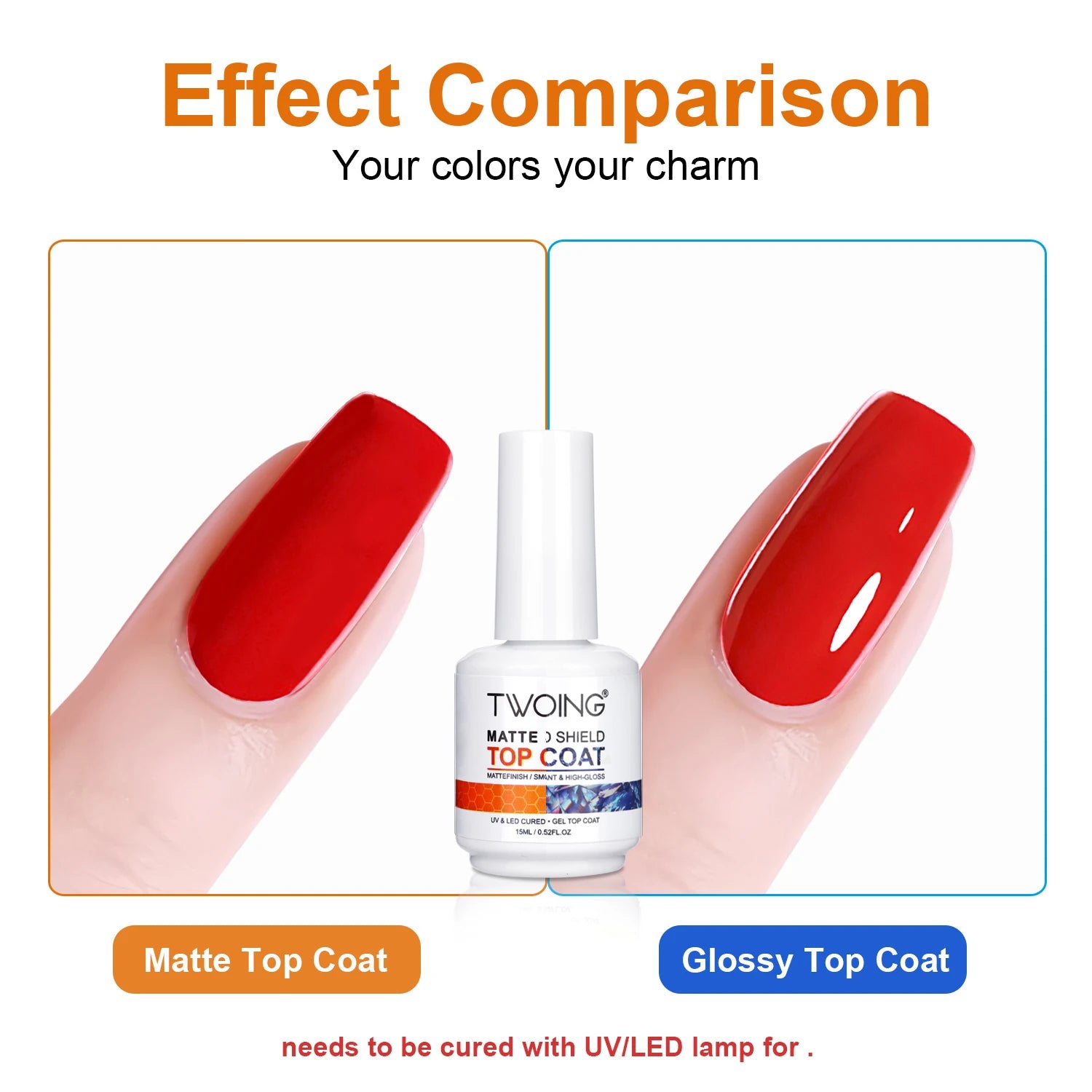 TWOING Velvet Matte Top Coat — No-Wipe Gel Finish Sealer, 15ml