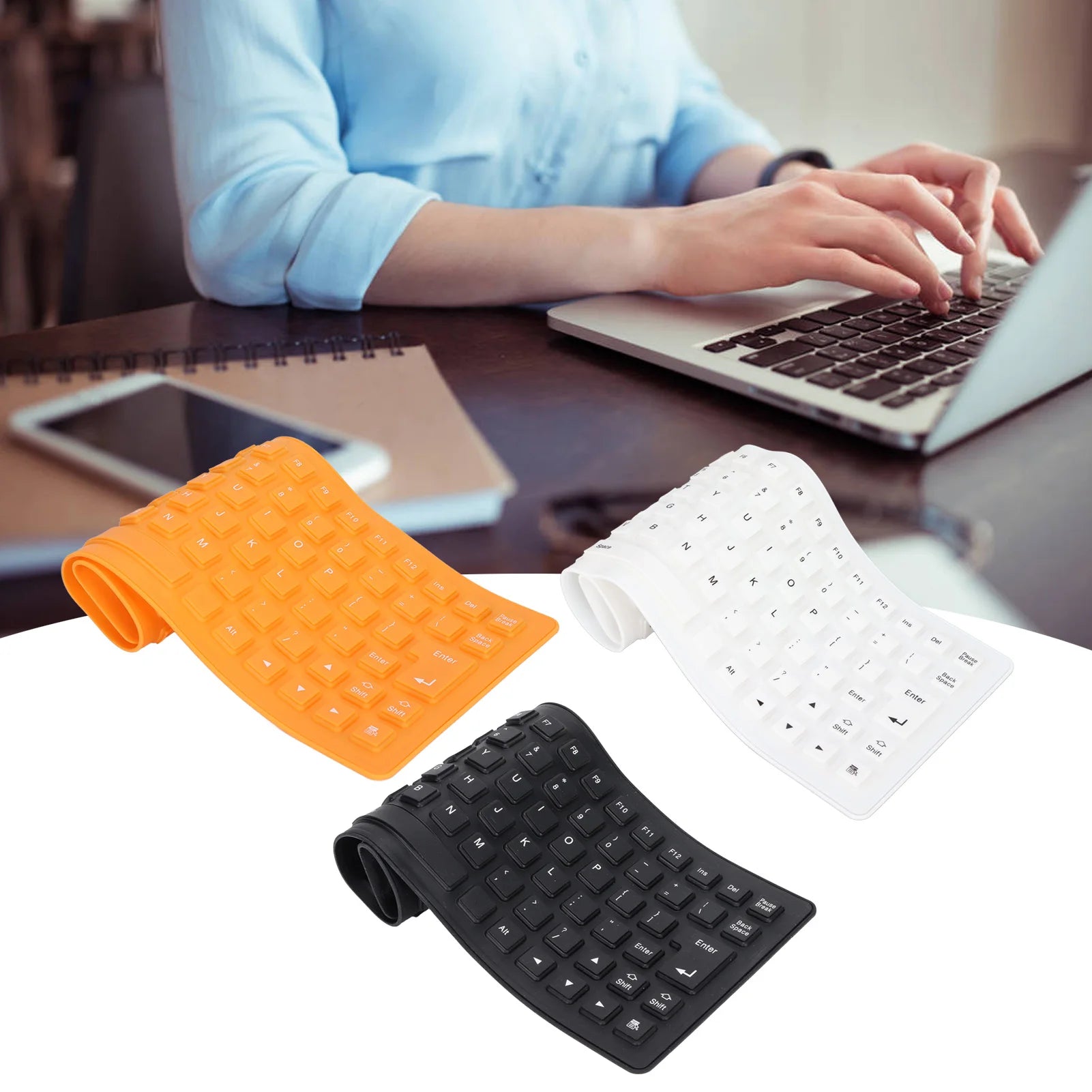 VBESTLIFE Silicone Rollable Keyboard — Waterproof and Silent USB Wired Design