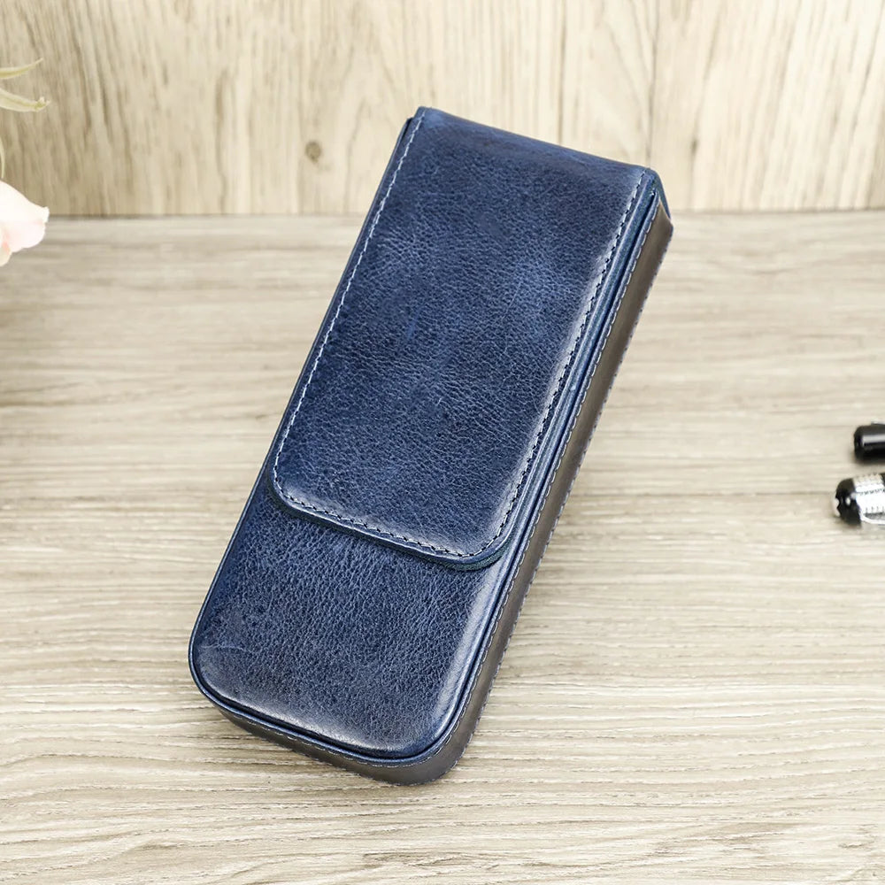CONTACTS FAMILY Genuine Leather Pen Case — Luxury 3-Slot Pencil Pouch