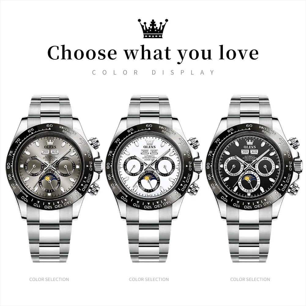 OLEVS 6654 Luxury Men's Watch — Automatic Mechanical Chronograph
