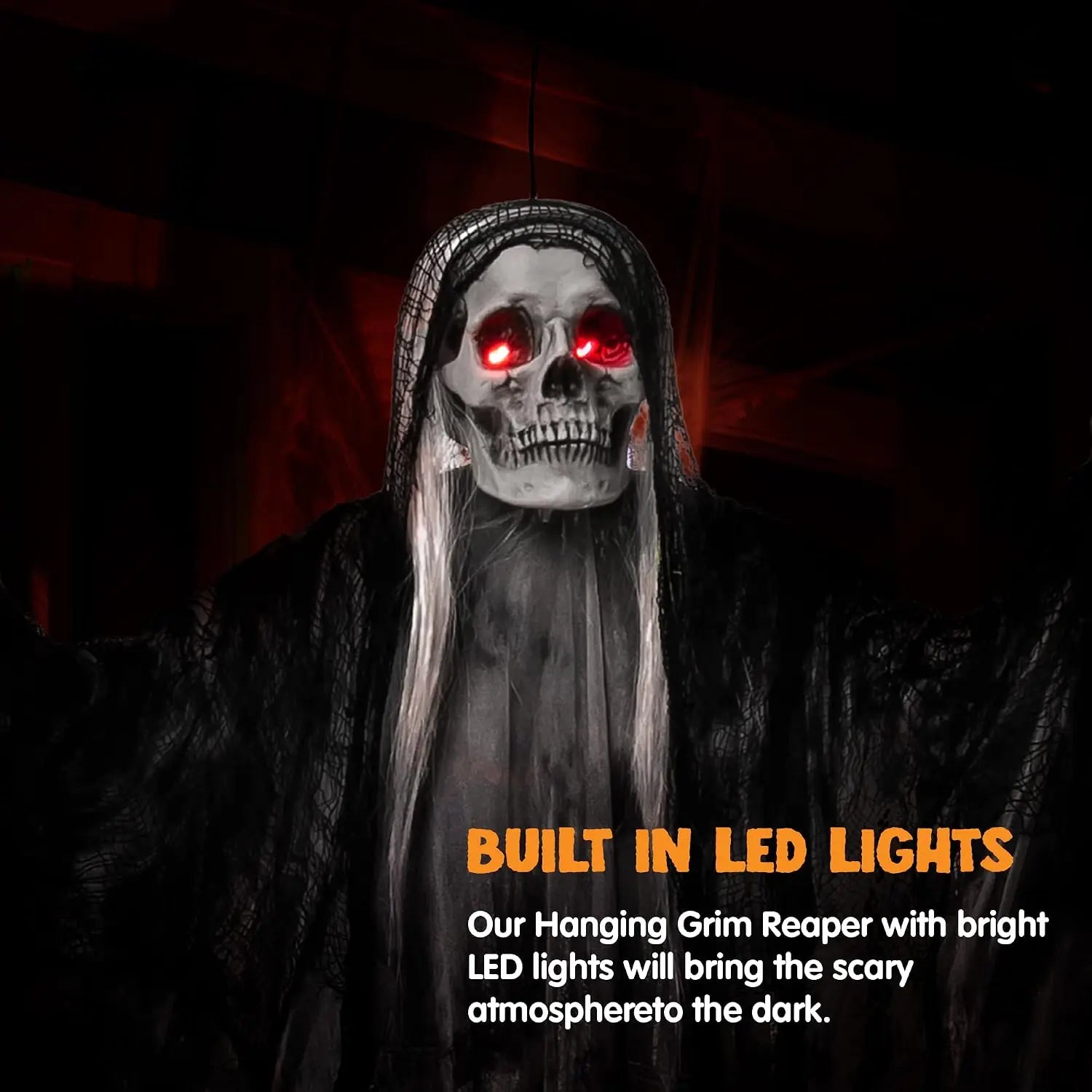 Joyfy Animated Hanging Grim Reaper — Voice Controlled Halloween Prop