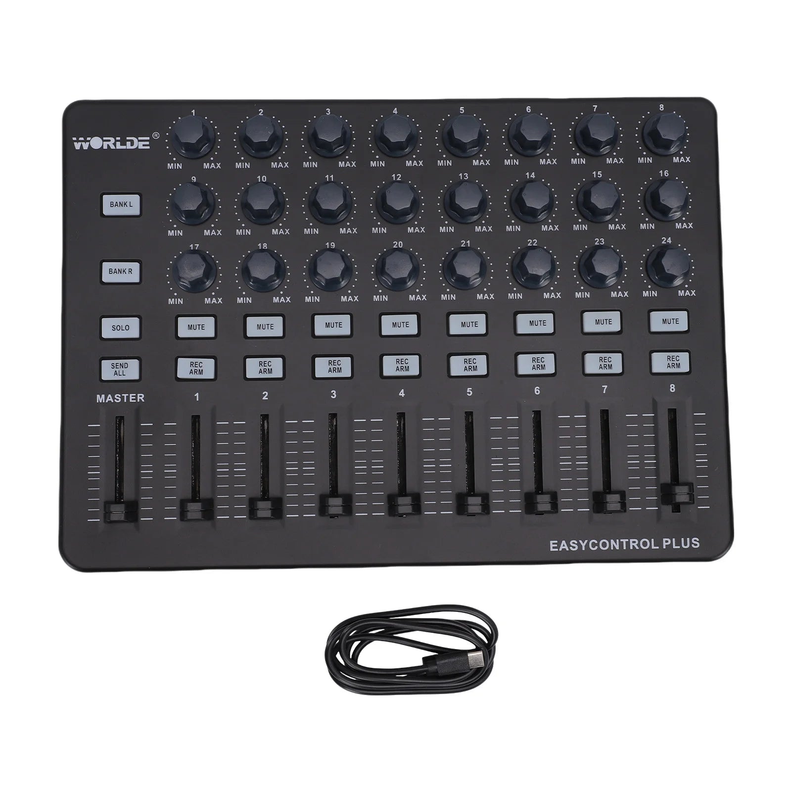 Portable MIDI Keyboard Controller — Music Production Tool with Knobs and Sliders