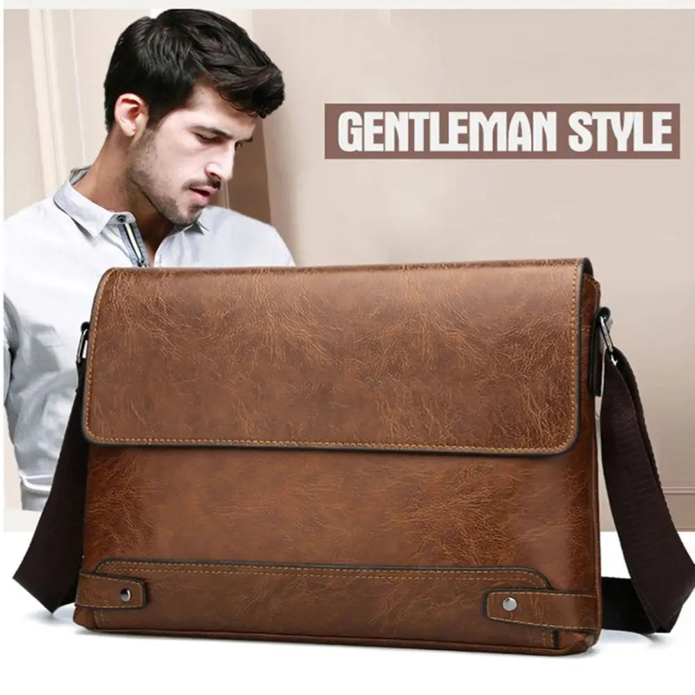 Men's PU Leather Business Briefcase — Professional Laptop Messenger Bag