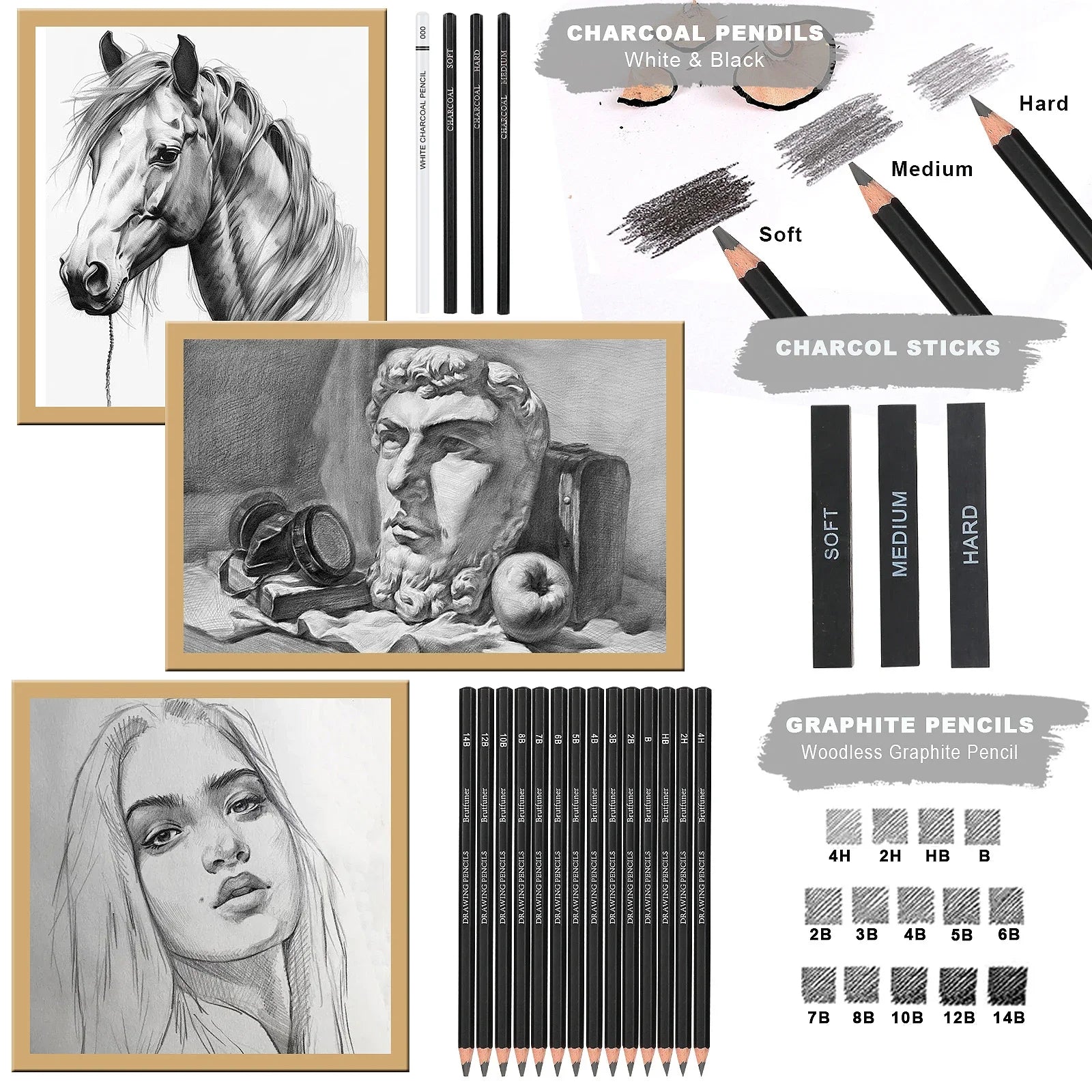 Professional Sketching Kit — Comprehensive Art Supplies Set for Drawing
