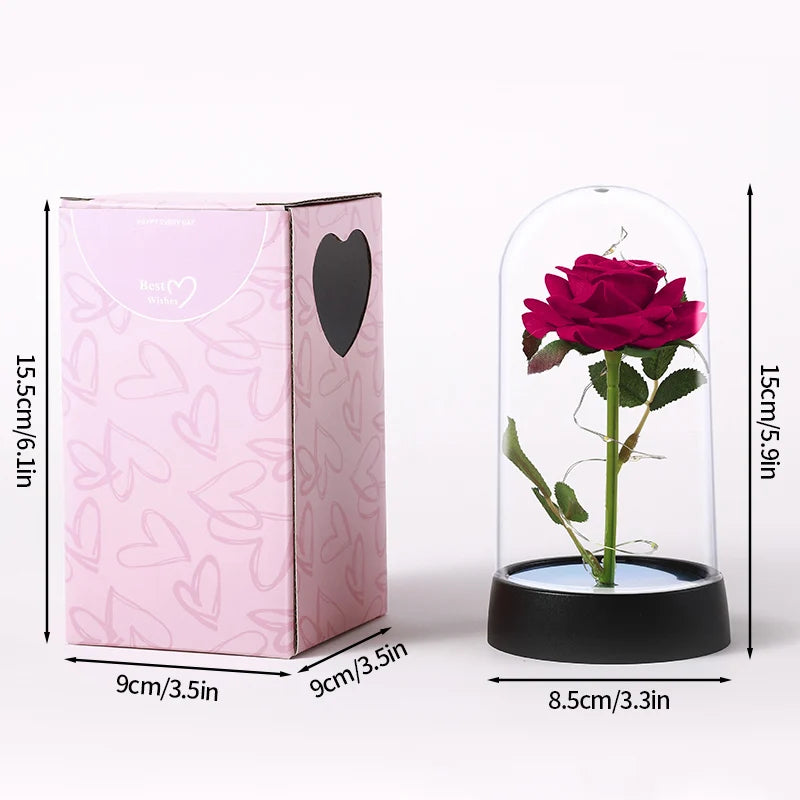 Eternal Rose in Glass Dome — LED Light Decorative Flower Gift